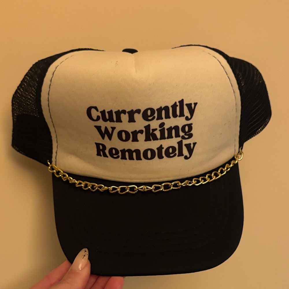 Black and White Trucker Hat with Gold Chain